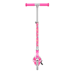 A back view of a GYROOR Minions KS2 Electric Kids Scooter - Pink - with cartoon character design on a white background