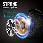 A deconstructed view of a G2 hoverboard wheel with glowing internal components on a dark background, featuring text about the 350W x 2 motor power system and 30 degree climbing capability.