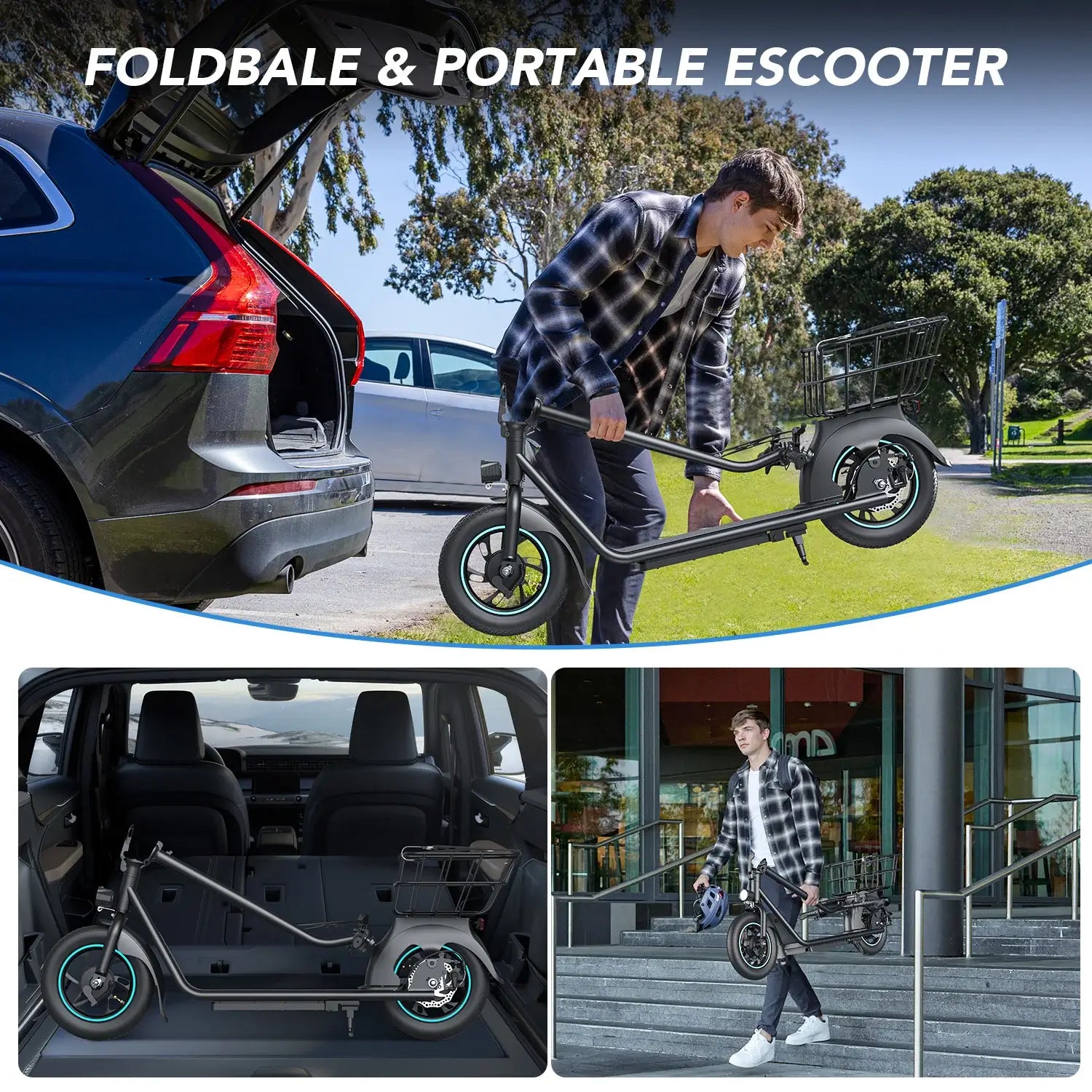 Portable GYROOR X2 Iron Electric scooter being used for transportation and storage.