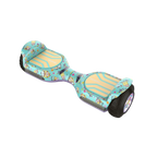 A front and side view of a GYROOR Minions G13 green and yellow hoverboard with  cartoon design on a white background