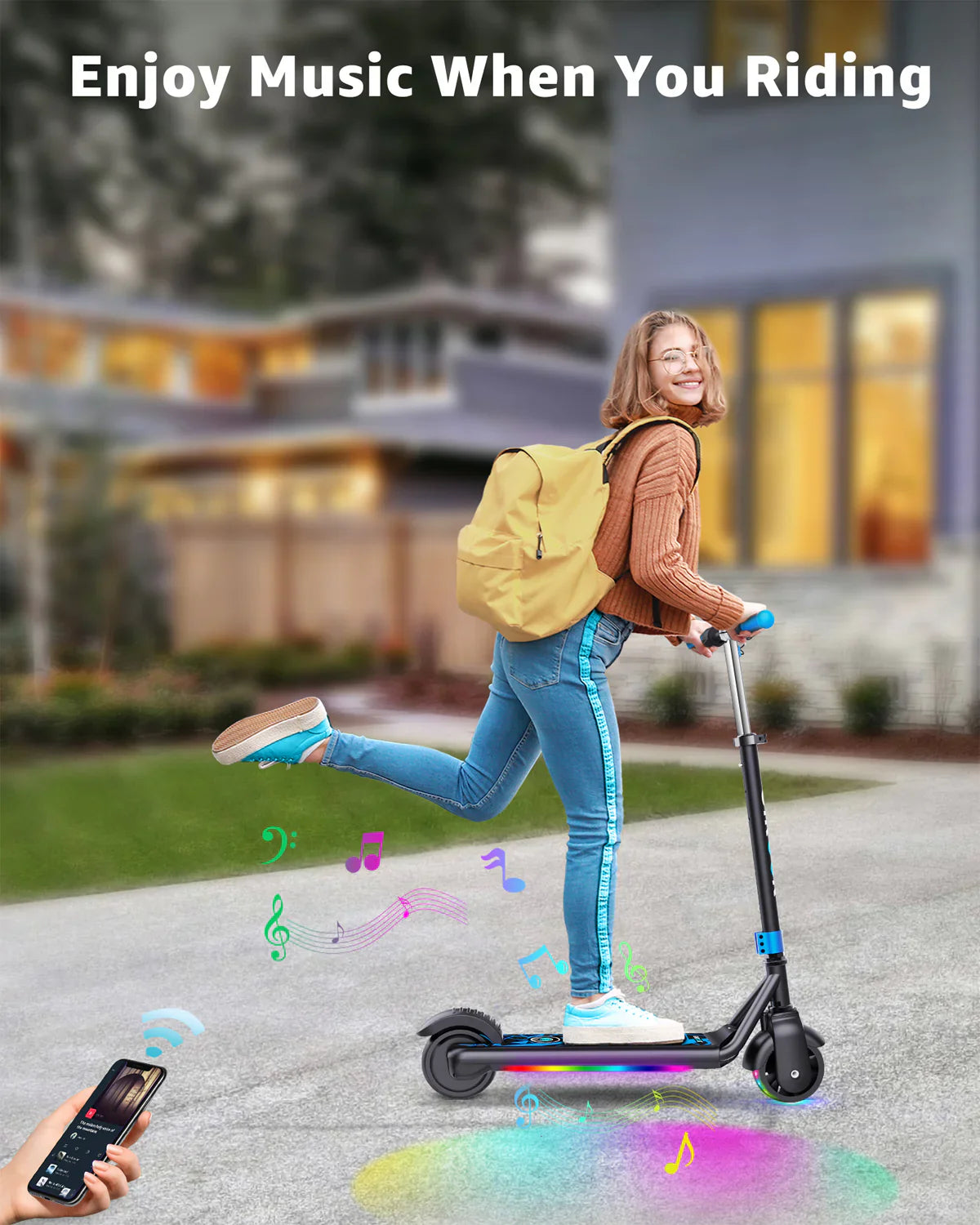GYROOR H30 Max Kids Electric Scooter With Bluetooth Music Speaker - AHA SUPERSTORE