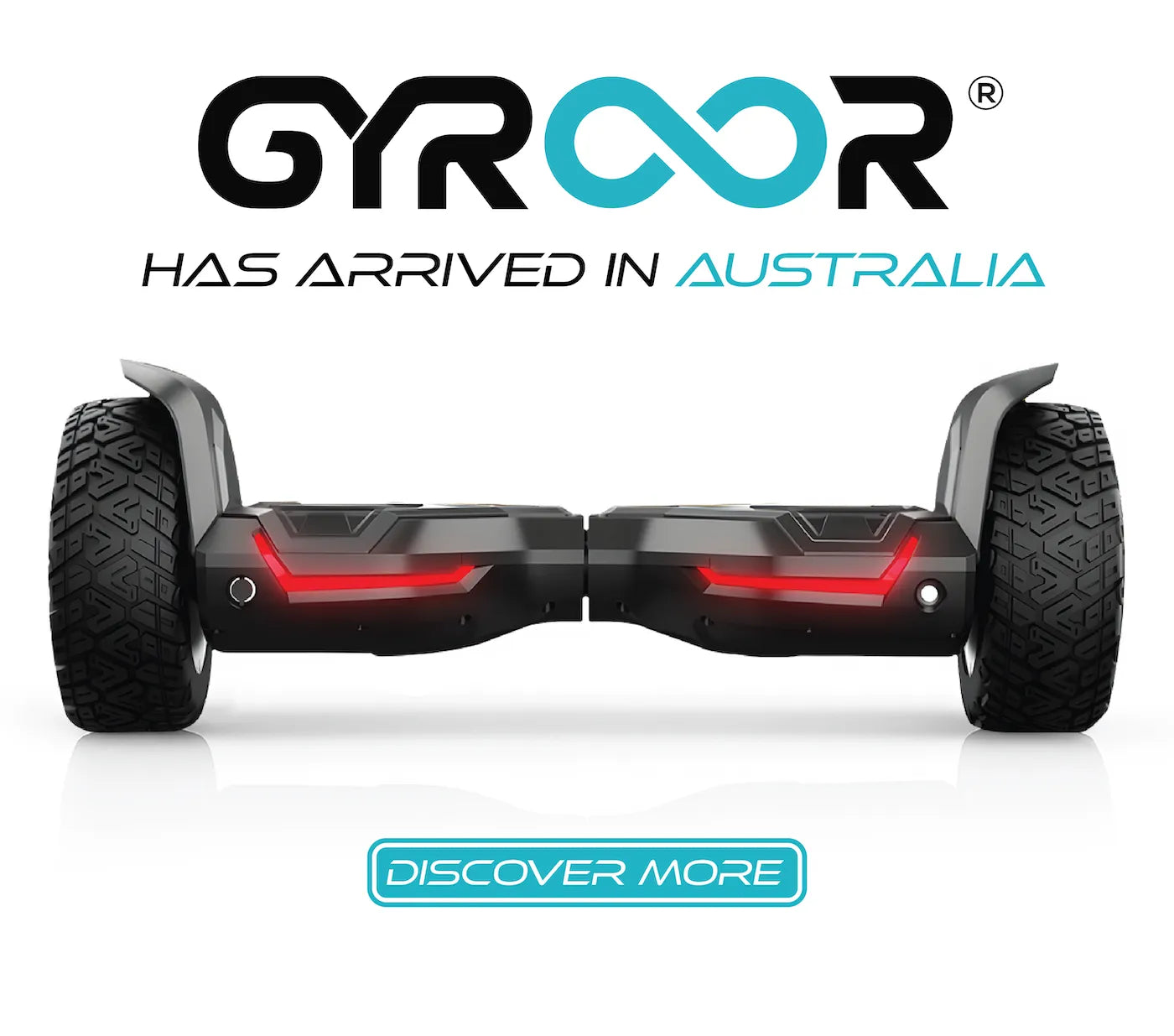 GYROOR hoverboard with brand name and text about GYROOR Australiaon a white background for mobile