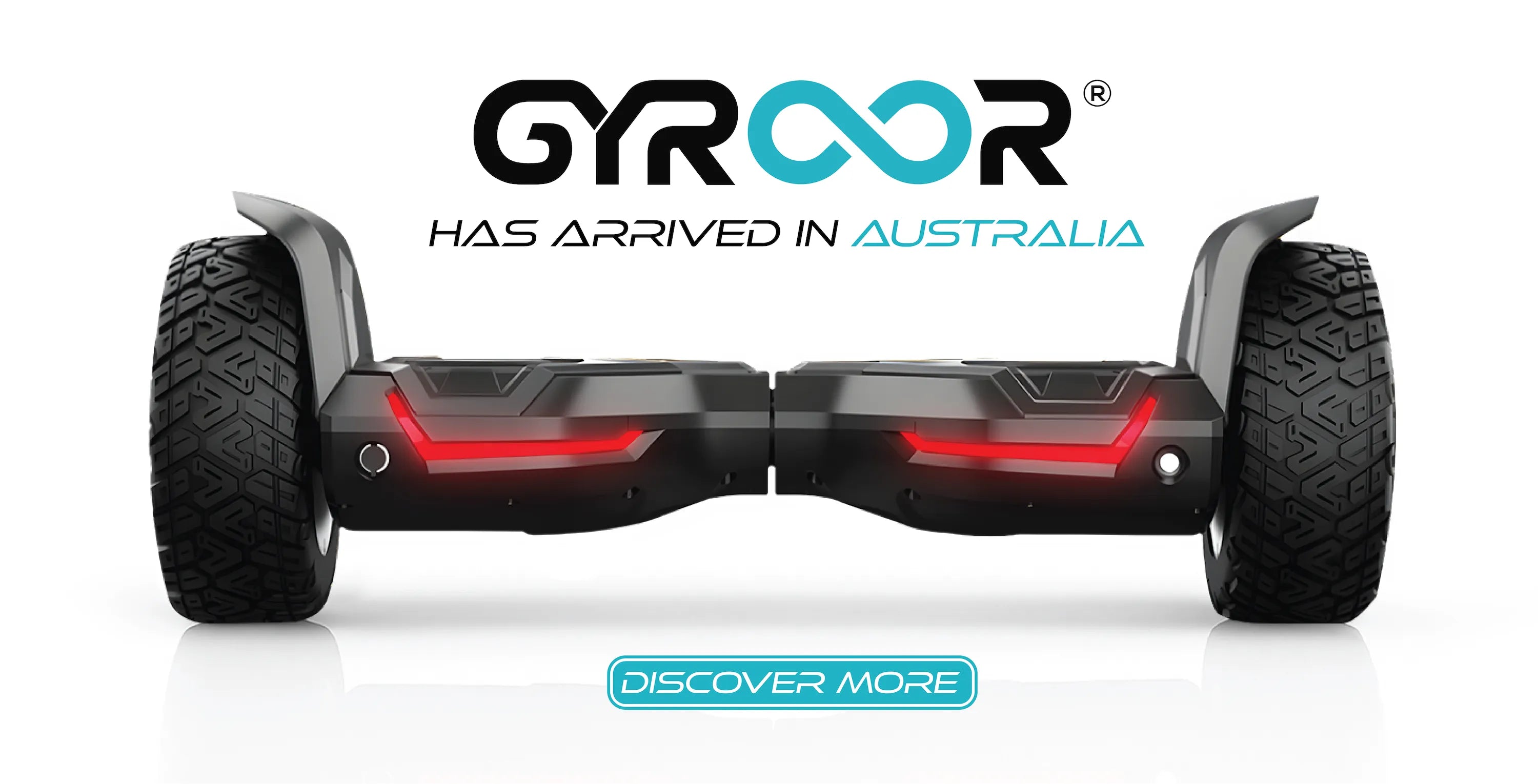 Black and red hoverboard with GYROOR branding on a white background for the GYROOR Australia website.