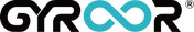 GYROOR blue infinity symbol logo on a black background